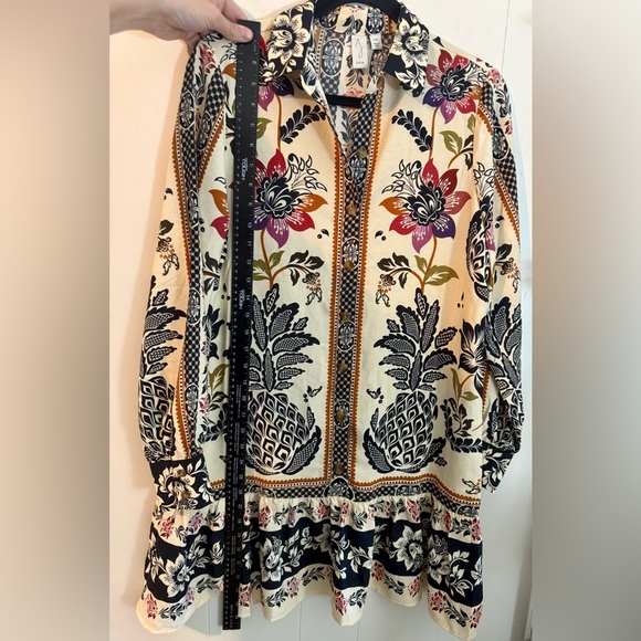 Joie Boho Floral Pineapple Print Ruffle Hem Dress – Size S - Picture 9 of 10